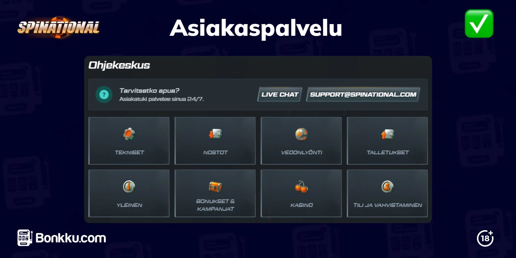 spinational casino asiakaspalvelu