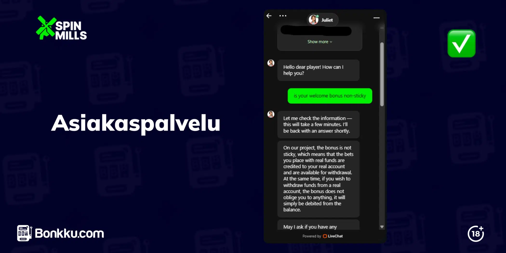 spinmills casino asiakaspalvelu