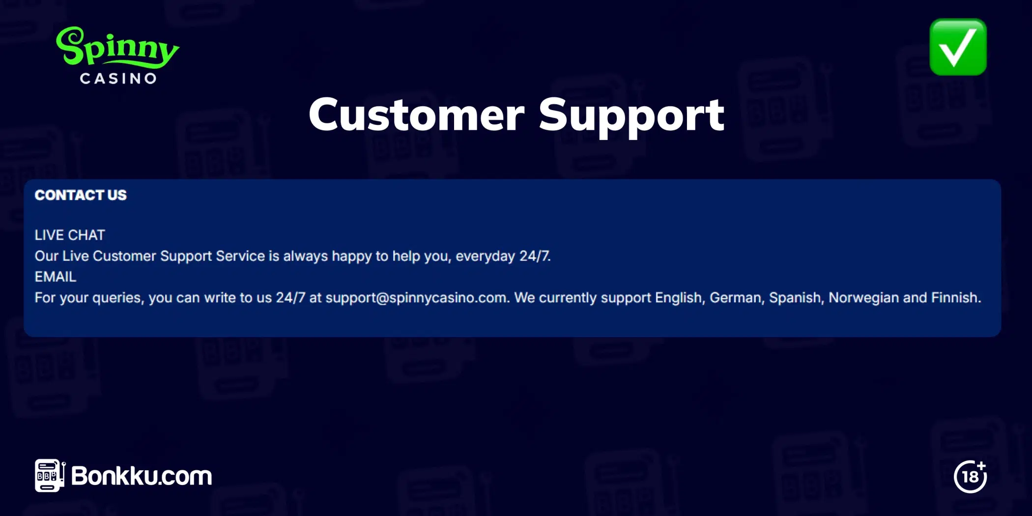 spinny casino customer support