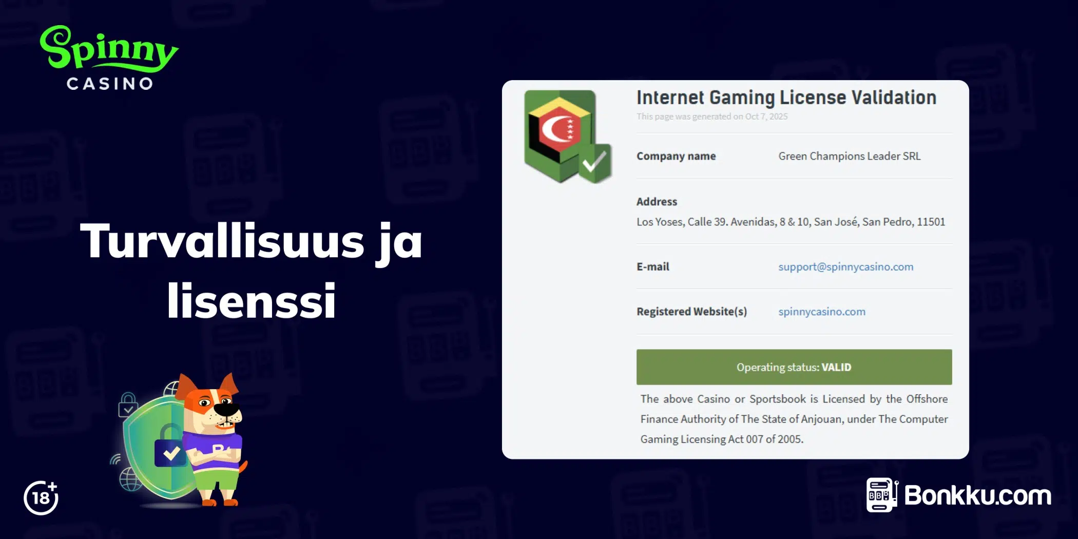 spinny casino turvallisuus ja lisenssi