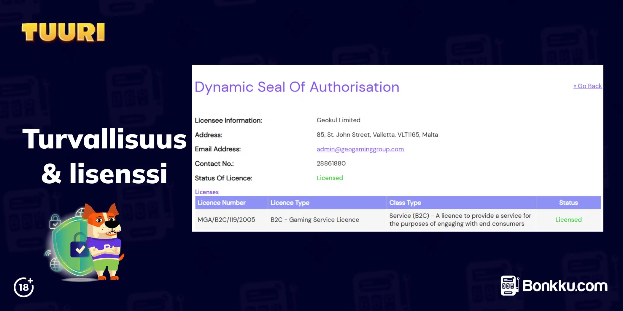 tuuri kasino turvallisuus ja lisenssi