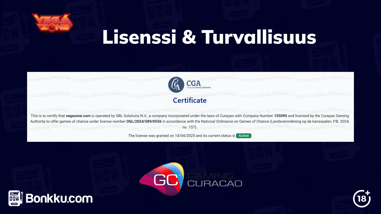 vegazone turvallisuus ja lisenssi