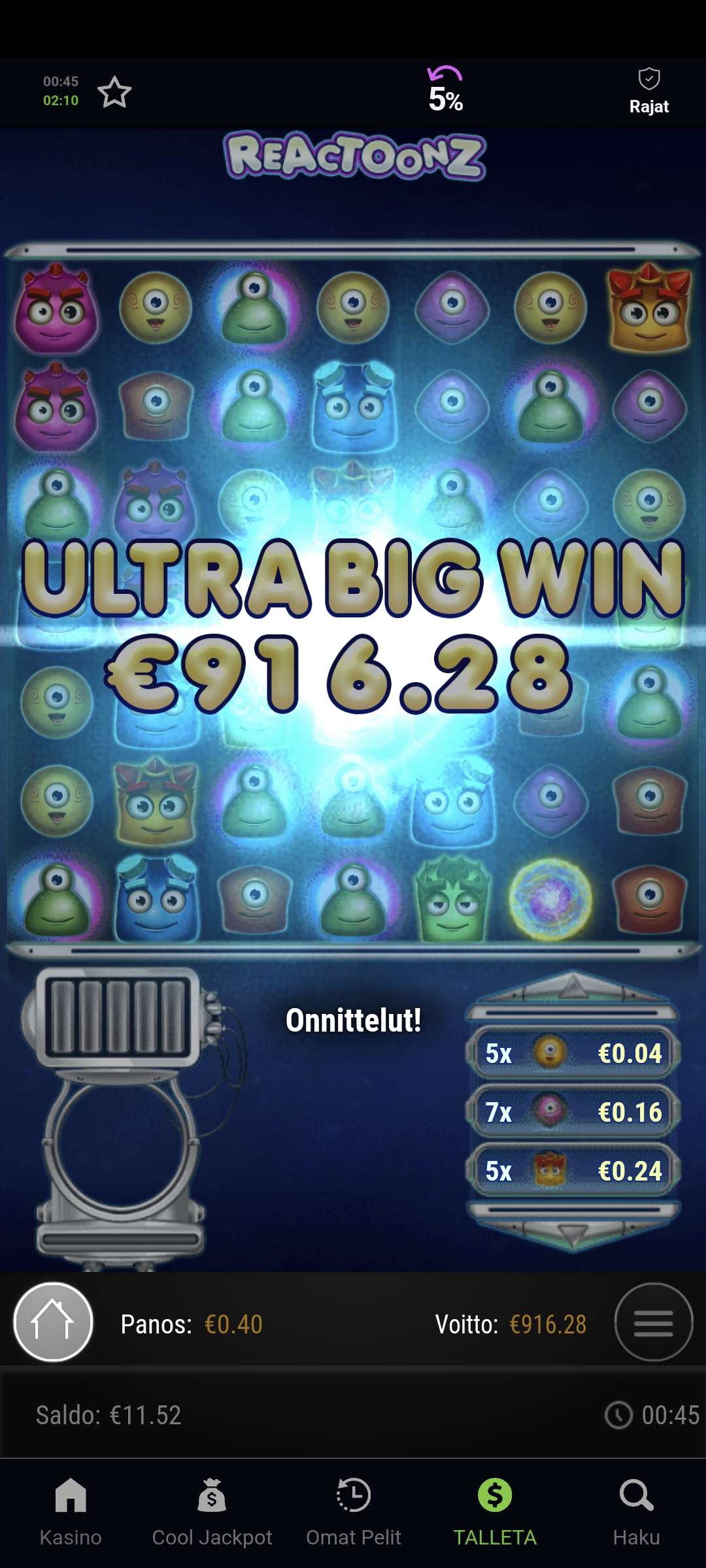 Big wins screenshot