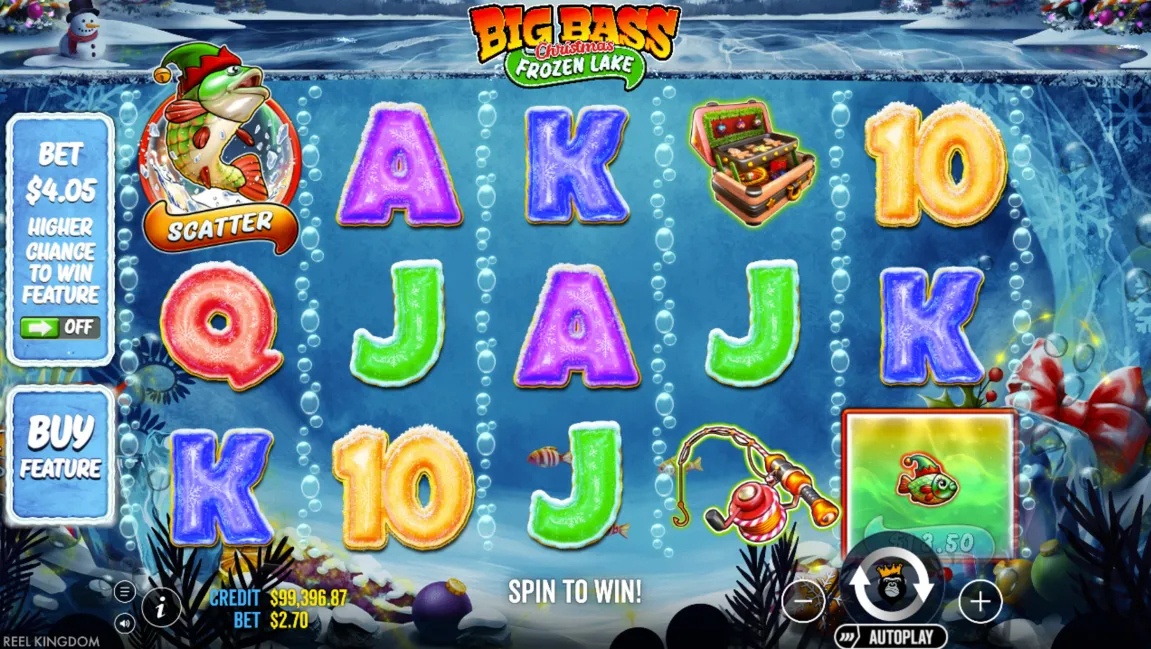 big bass christmas frozen lake slot