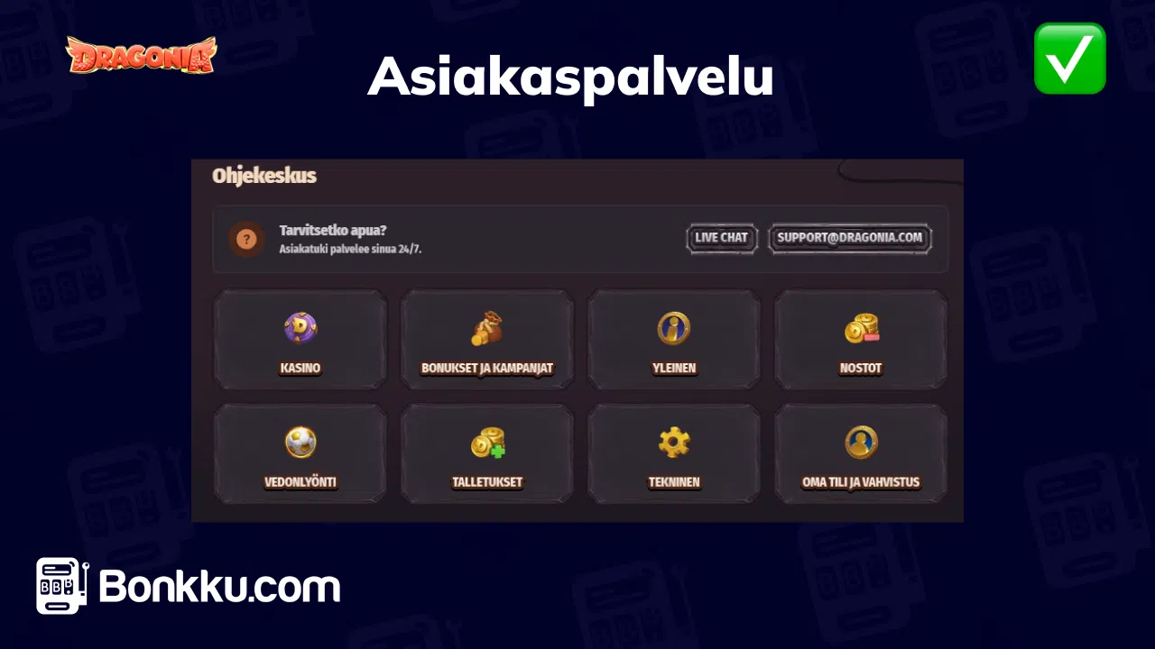 dragonia casino asiakaspalvelu