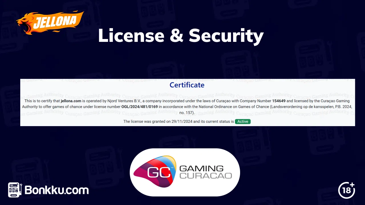 jellona casino security and license