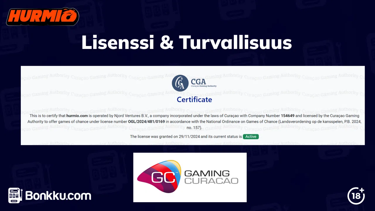 lisenssi ja turvallisuus hurmio casino
