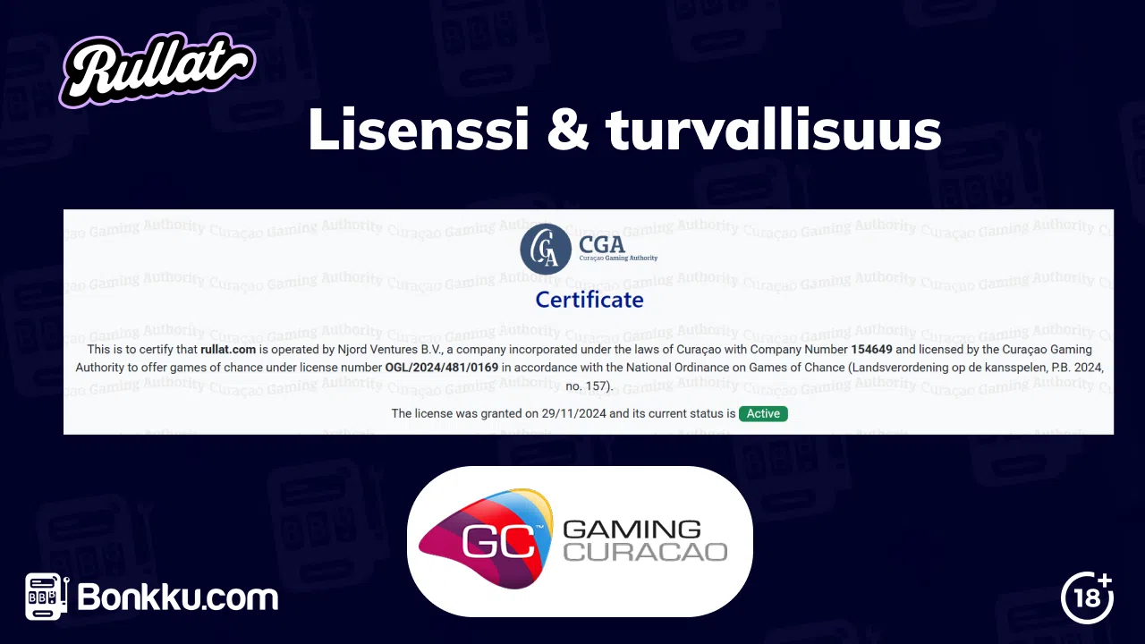 rullat casino lisenssi ja turvallisuus