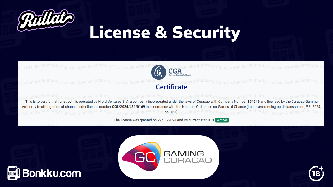 security and license at rullat casino