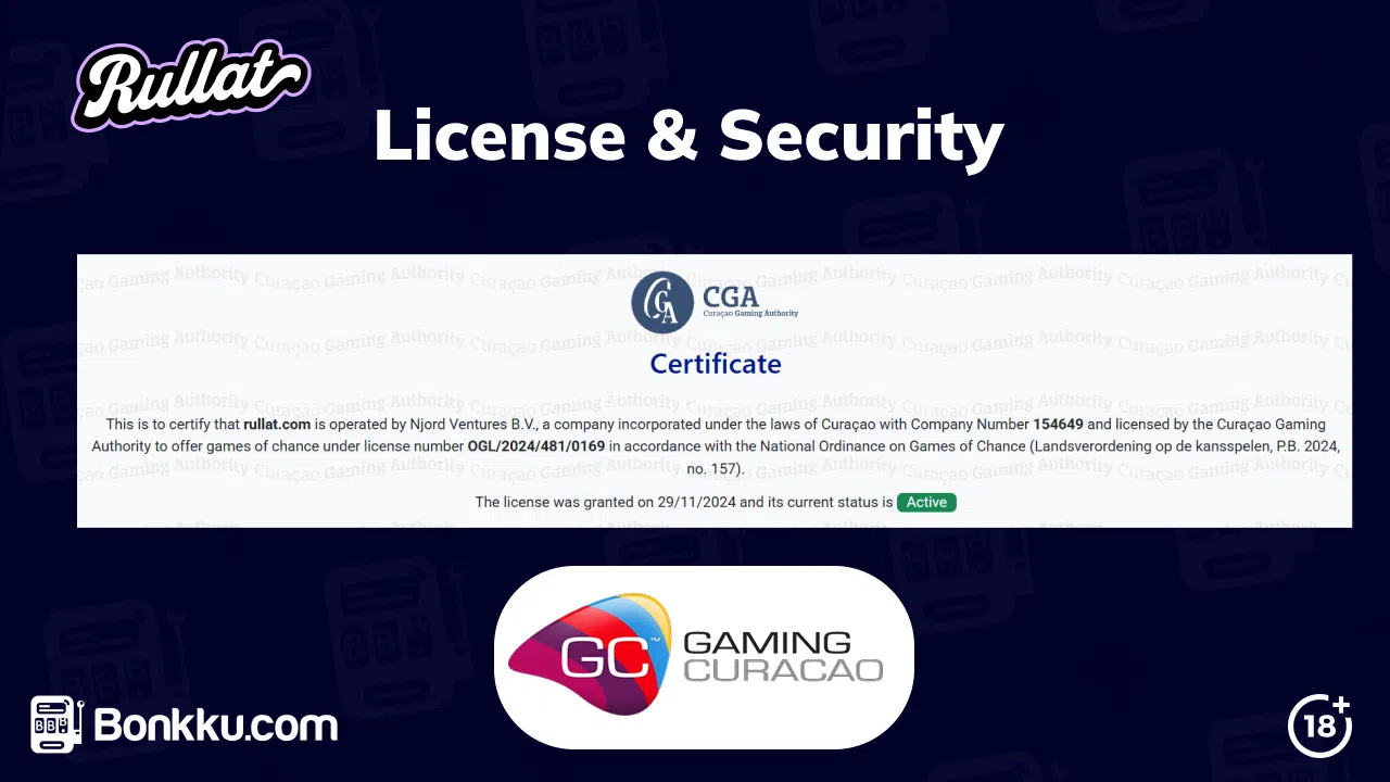 security and license at rullat casino
