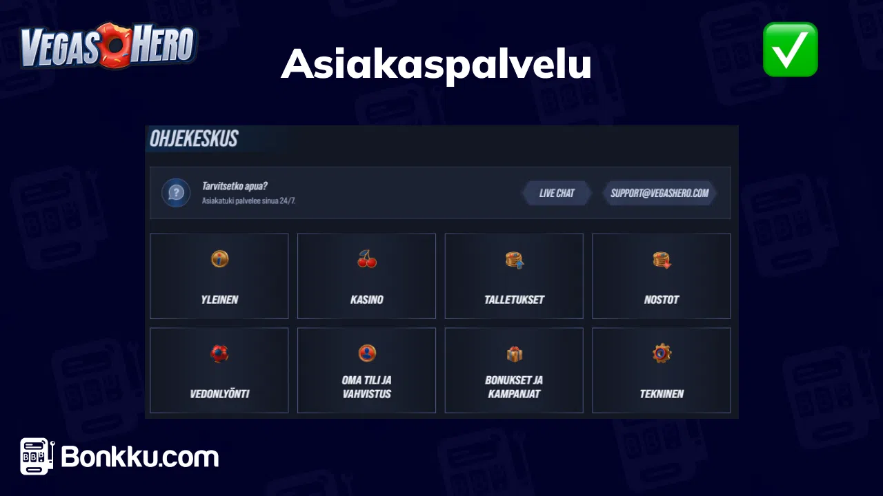 vegashero asiakaspalvelu