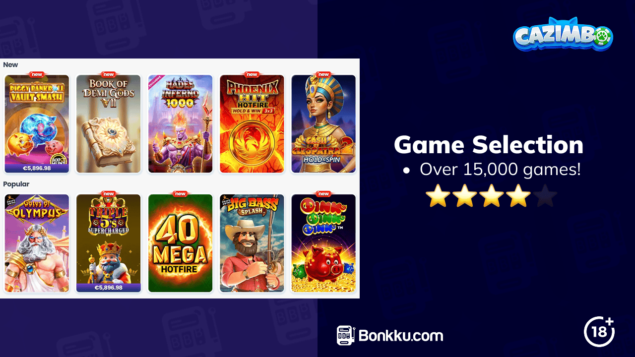game selection at cazimbo casino
