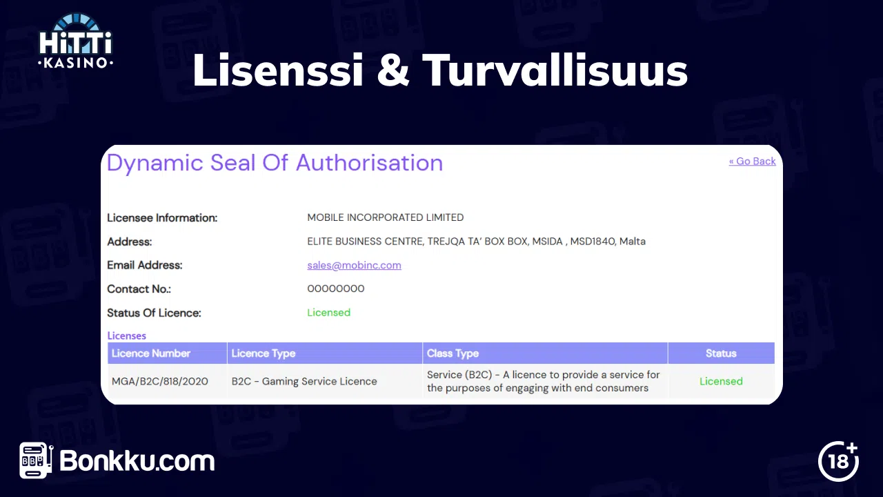 hitti kasino lisenssi ja turvallisuus