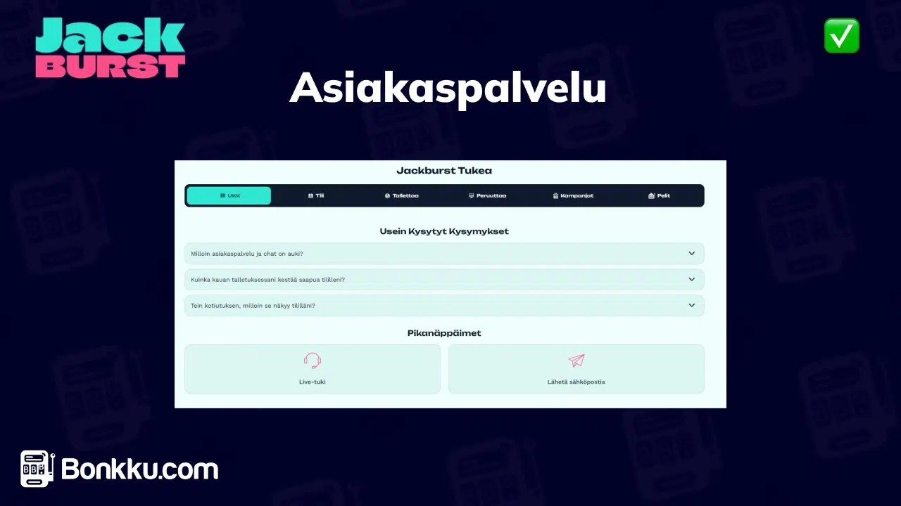 jackburst kasino asiakaspalvelu