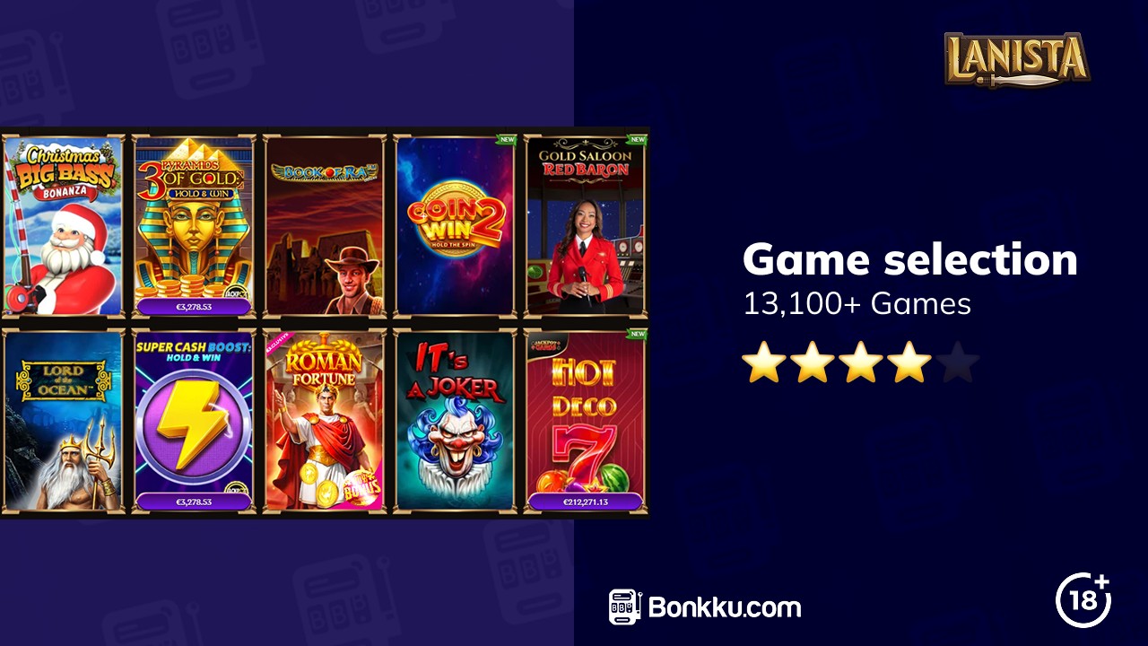 lanista casino game selection, over 13,200 games in total