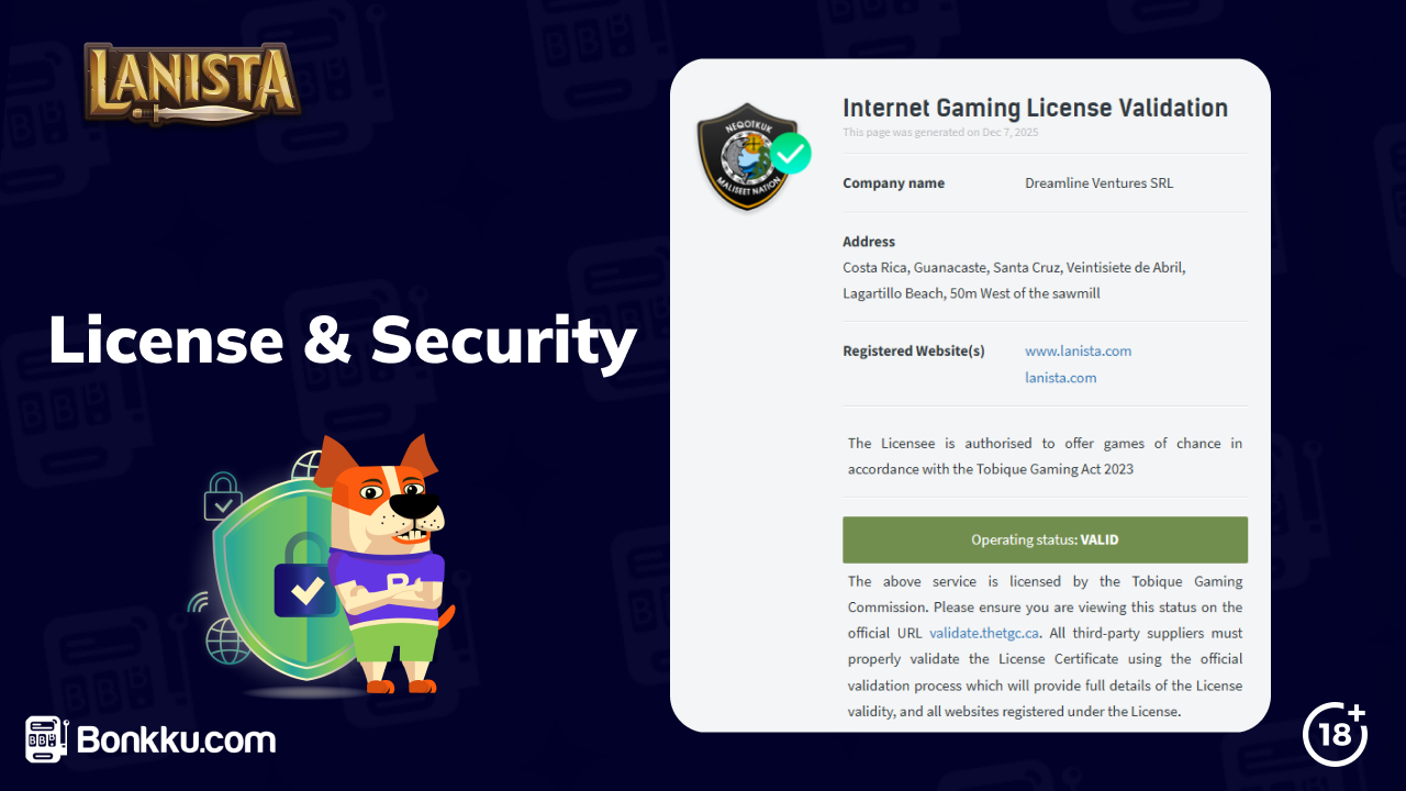 lanista casino security and license