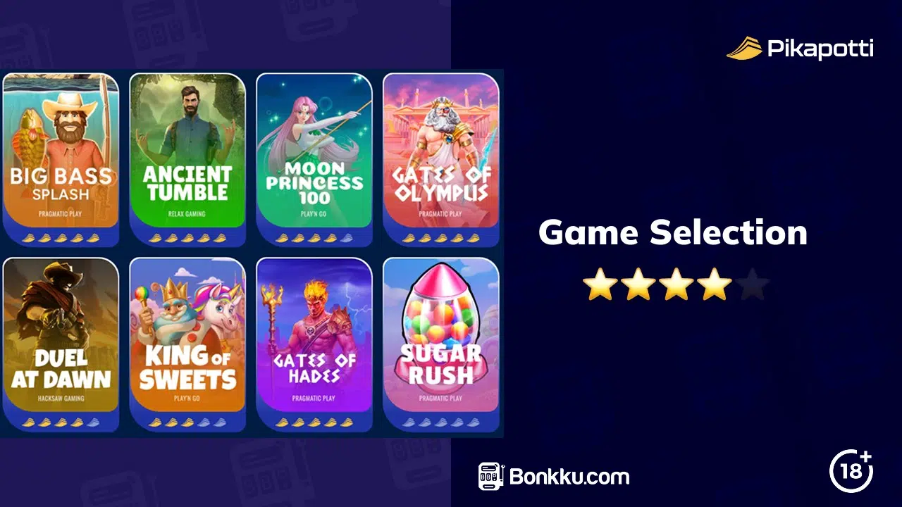pikapotti casino game selection
