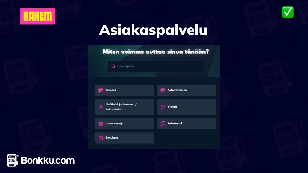 raketti kasino asiakaspalvelu