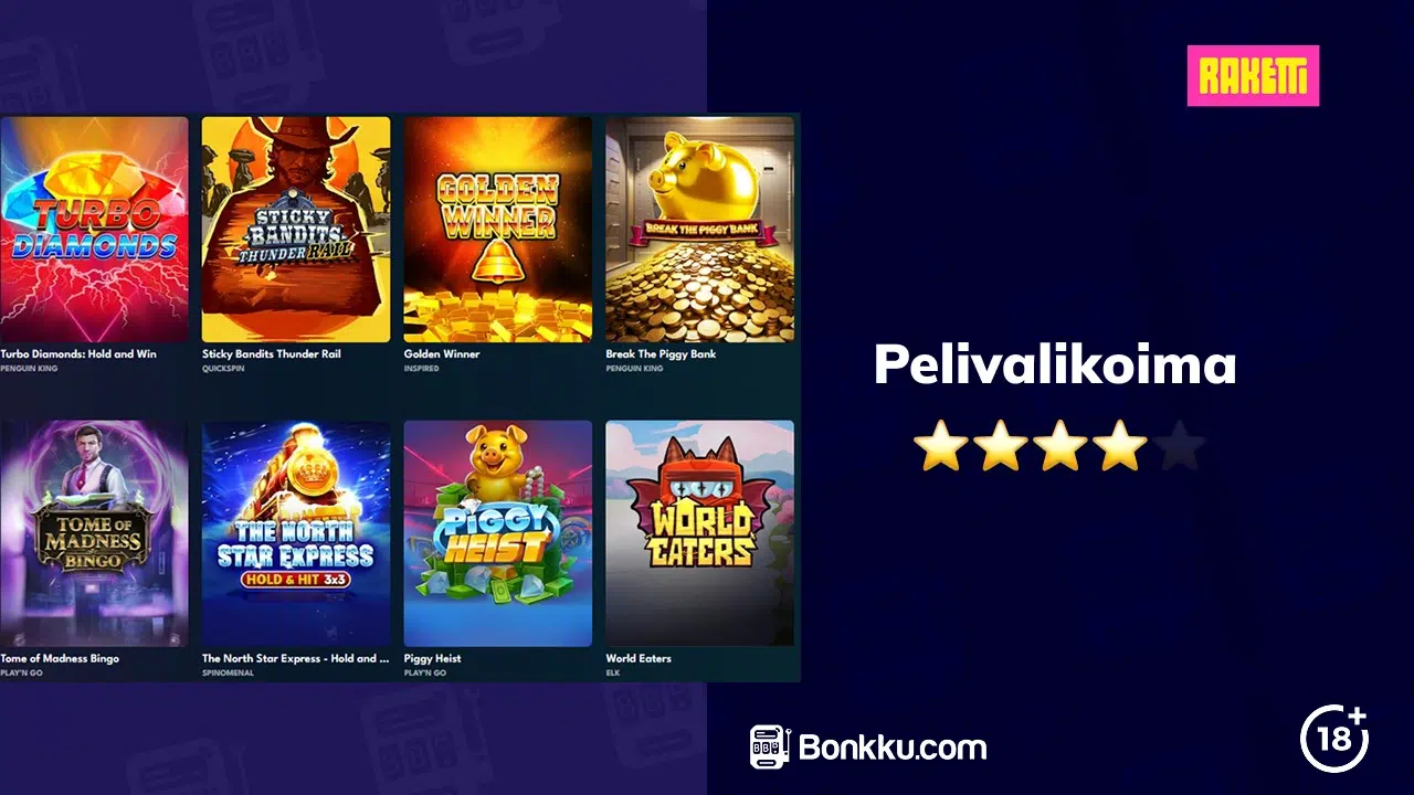 raketti kasino pelivalikoima