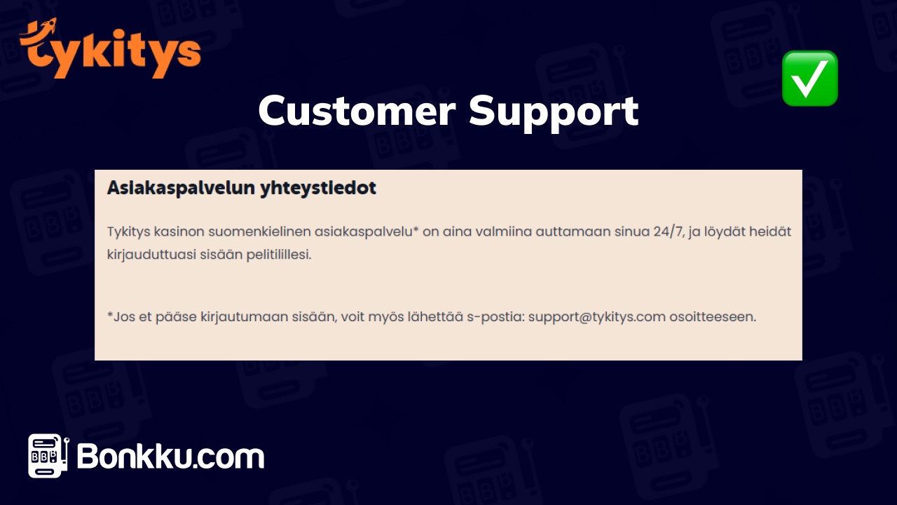 tykitys casino customer support