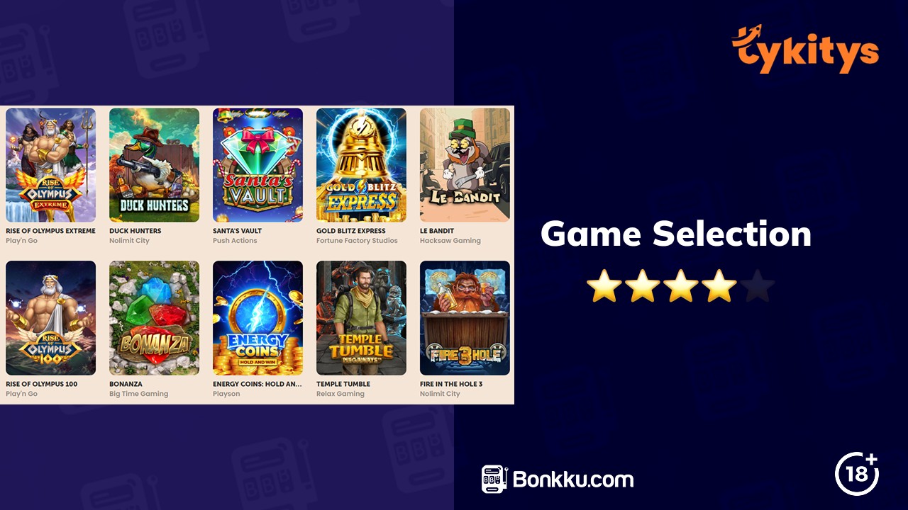Tykitys casino game selection