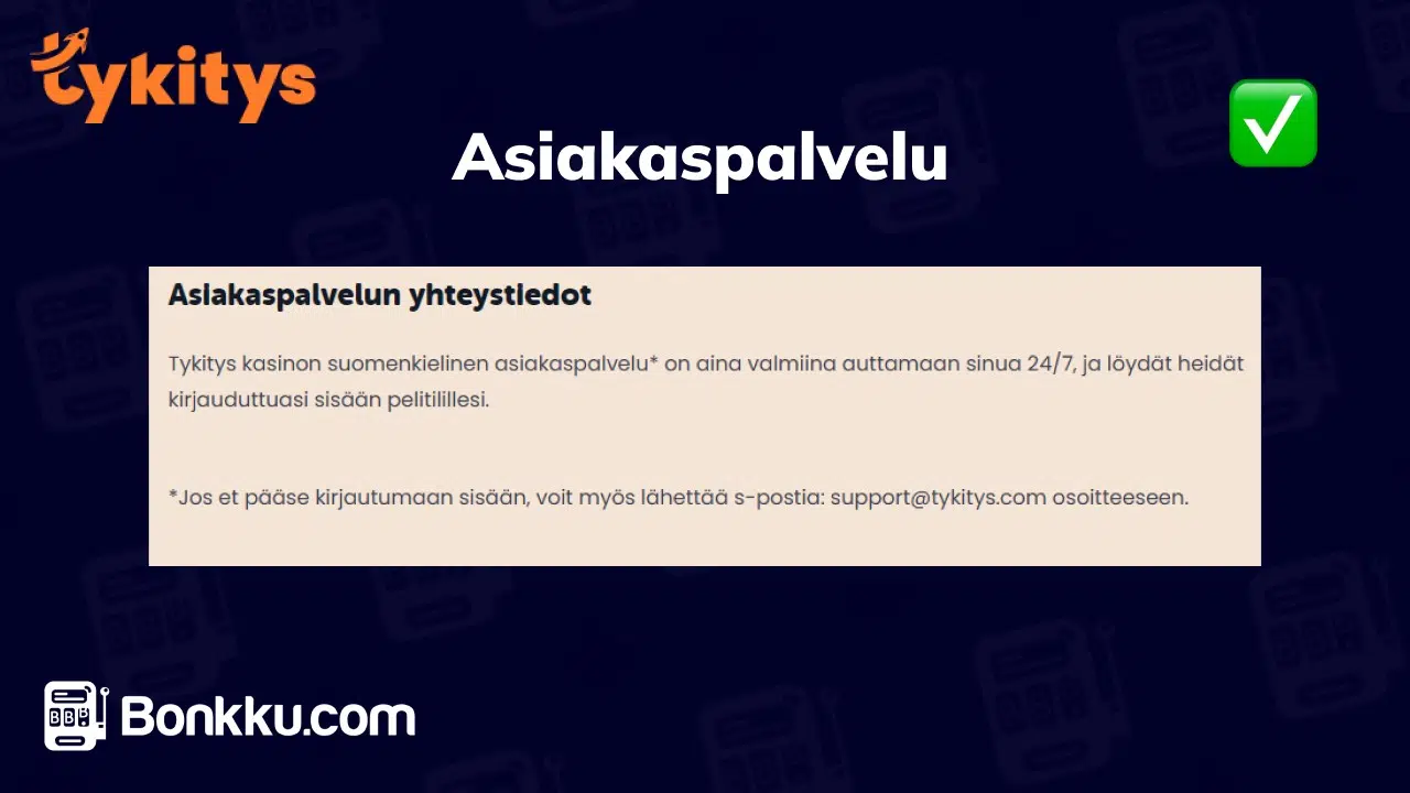 tykitys kasino asiakaspalvelu