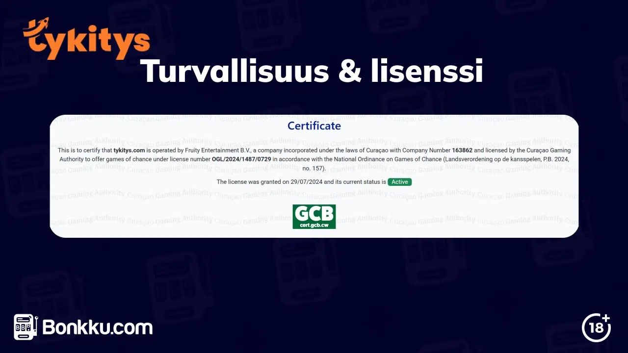 tykitys kasino turvallisuus ja lisenssi