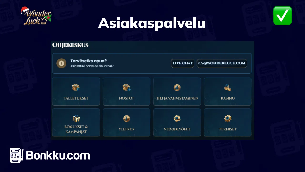 wonderluck casino asiakaspalvelu