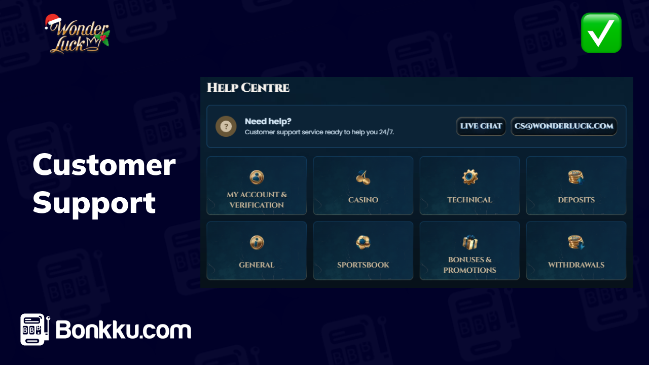 wonderluck casino customer support