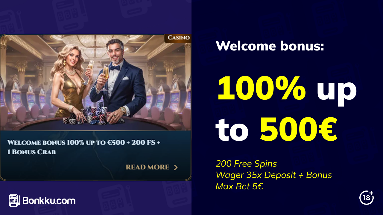 wonderluck casino's welcome bonus 100% non-sticky bonus up to €500