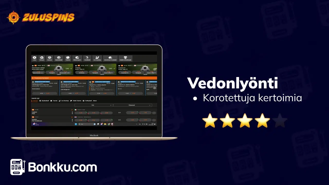 zuluspins casino vedonlyönti