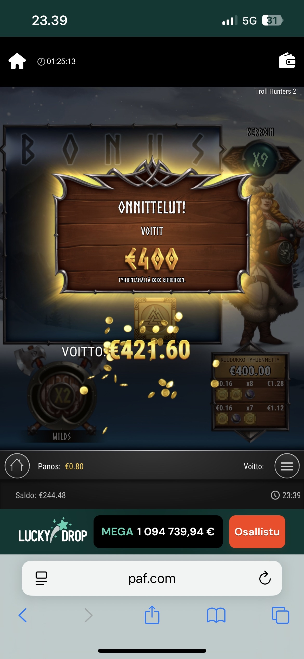 Big wins screenshot
