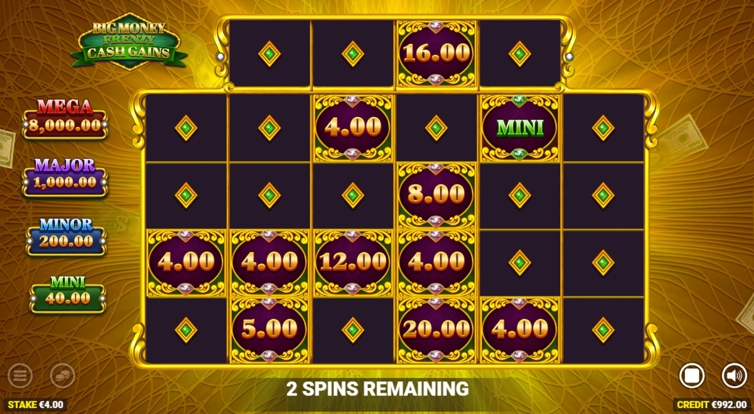 big money frenzy cash gains bonus