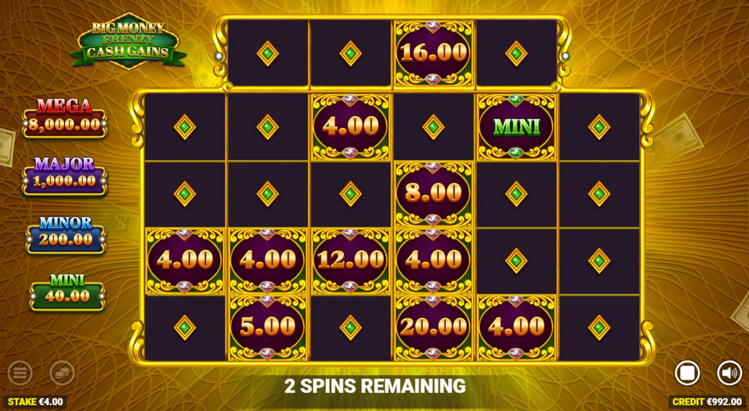big money frenzy cash gains bonus