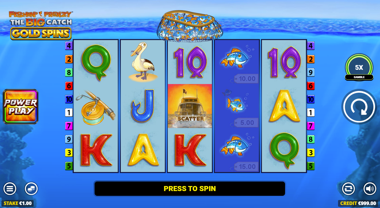 fishin frenzy the big catch gold spins slot