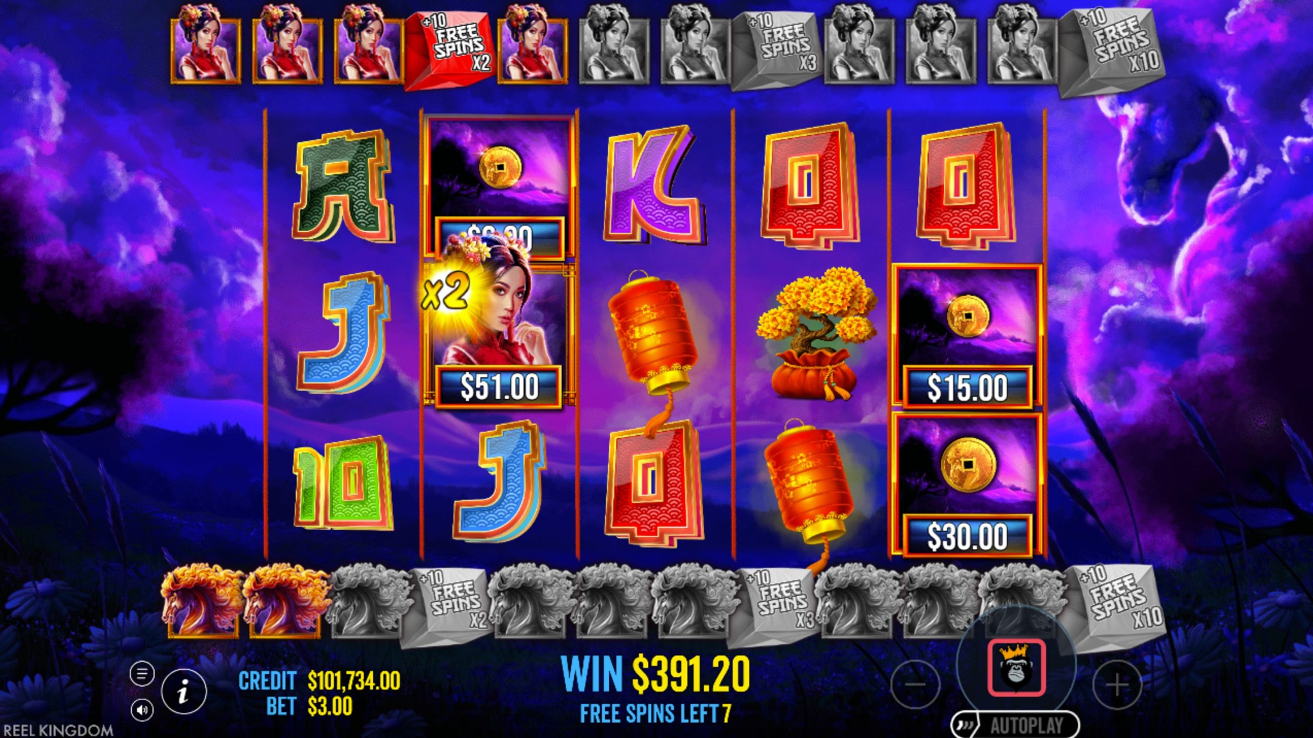 floating dragon wild horses bonus