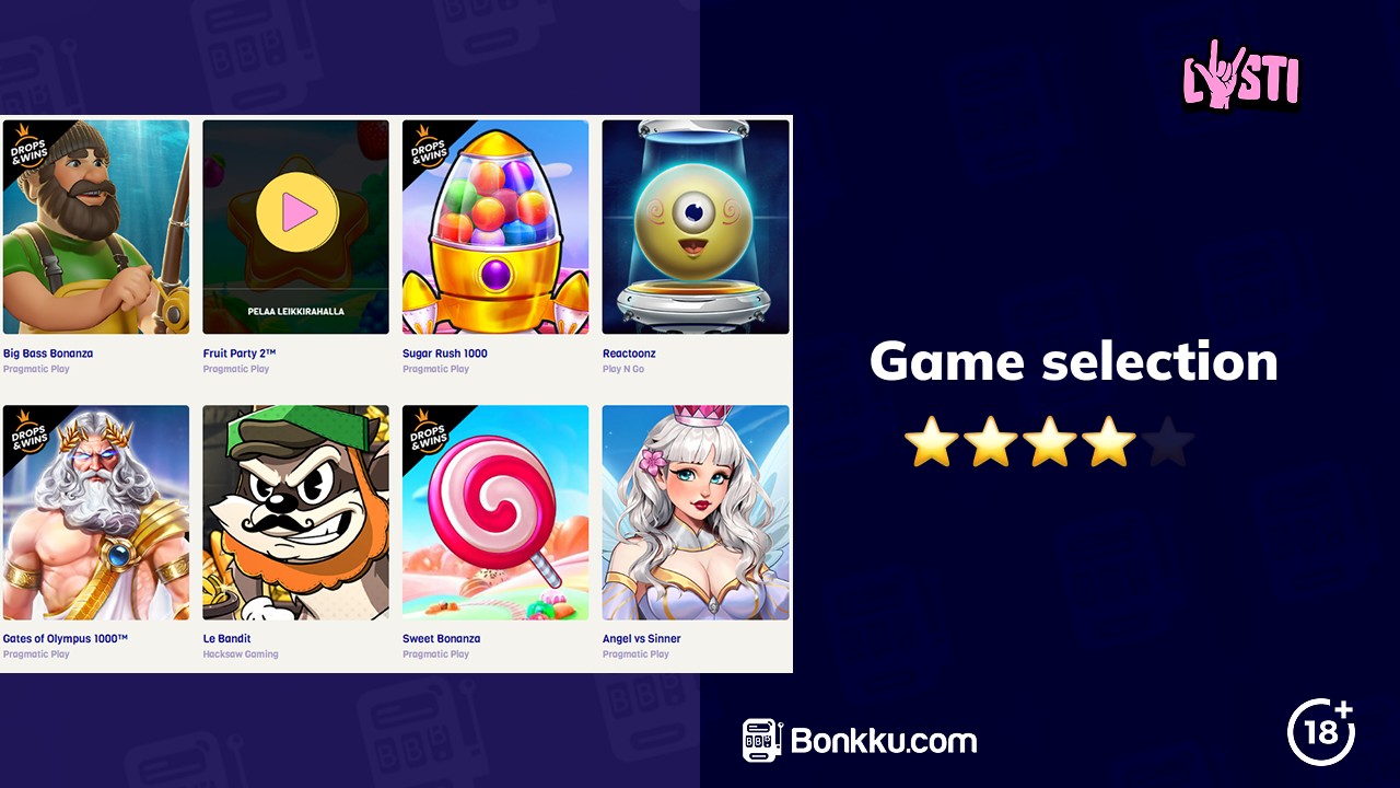 lysti casino game selection