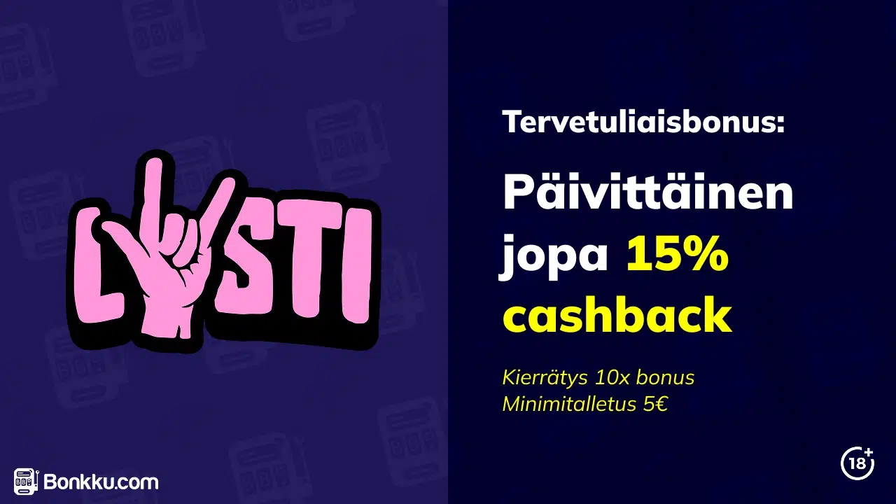 lysti kasino jopa 15% päivittäinen cashback
