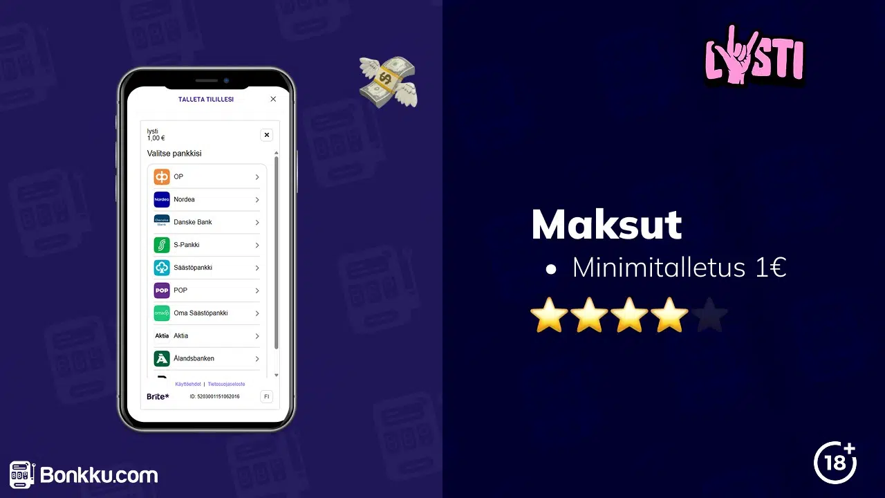 lysti kasino maksut
