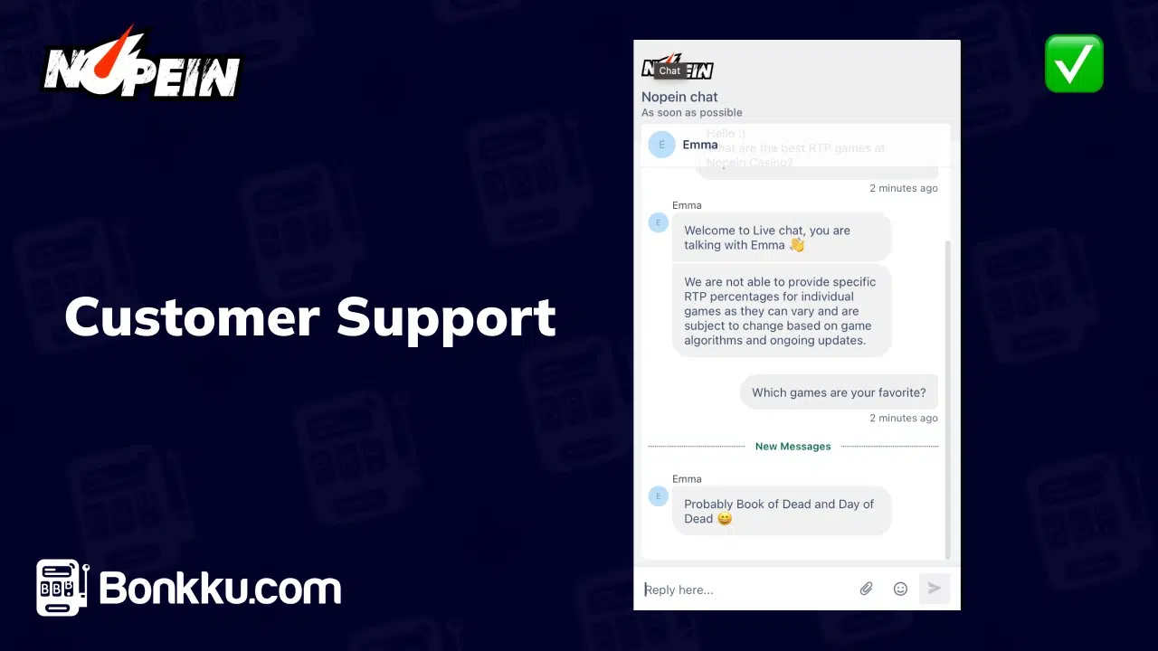 nopein casino customer support