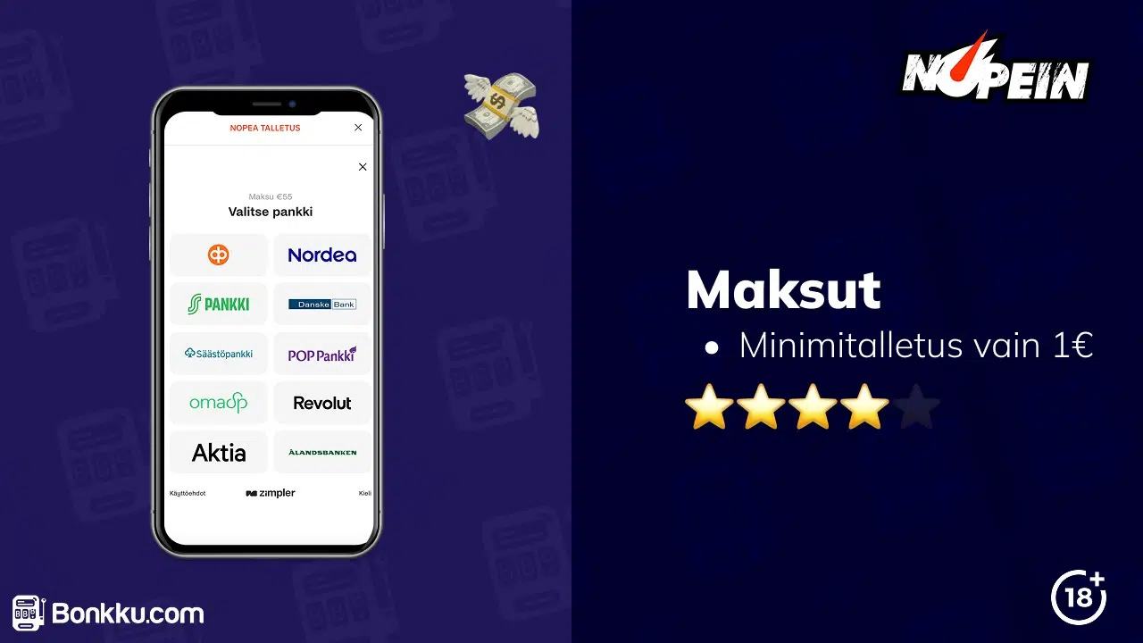 nopein casino maksut