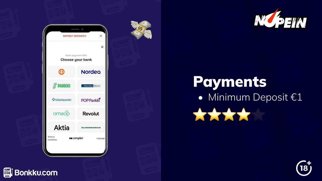 nopein casino payments