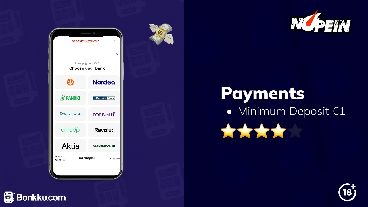 nopein casino payments