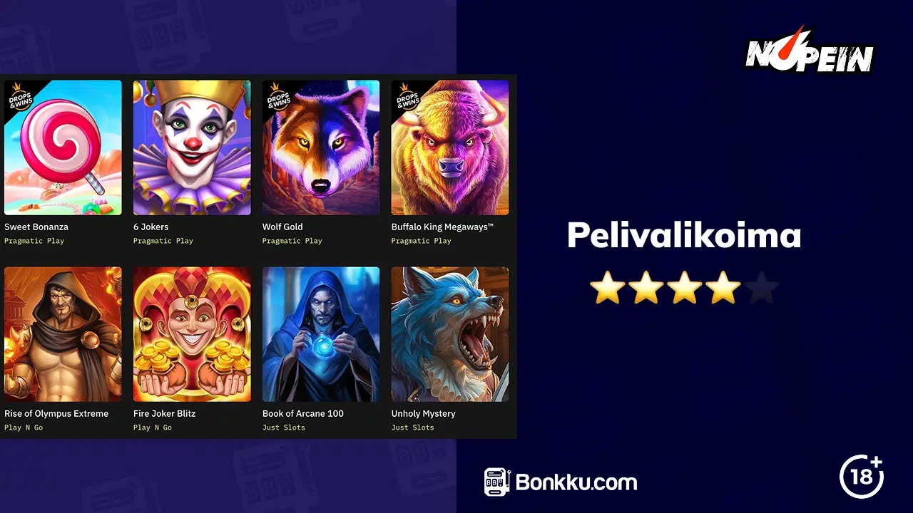 nopein casino pelivalikoima