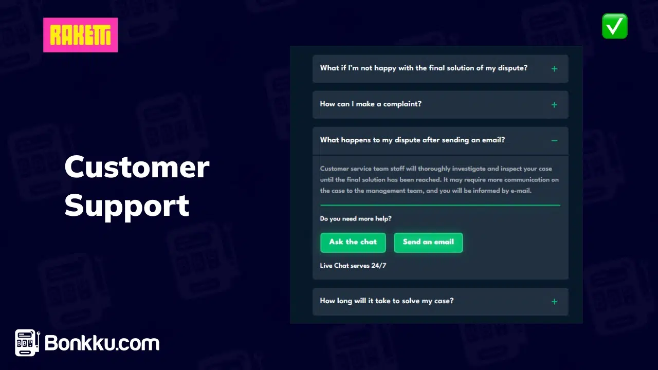 raketti casino customer support