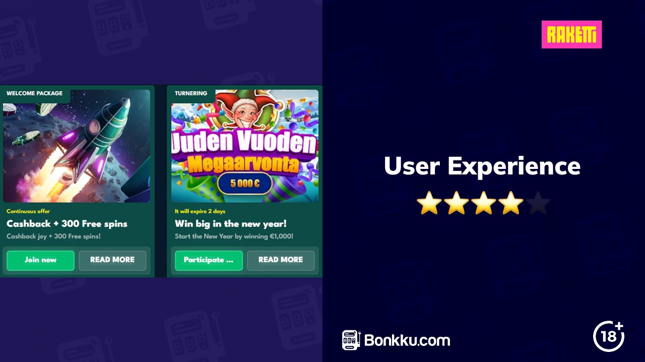 raketti casino user experience