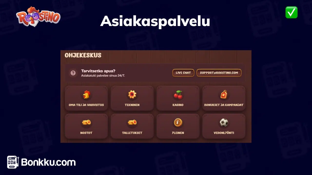 roostino casino asiakaspalvelu