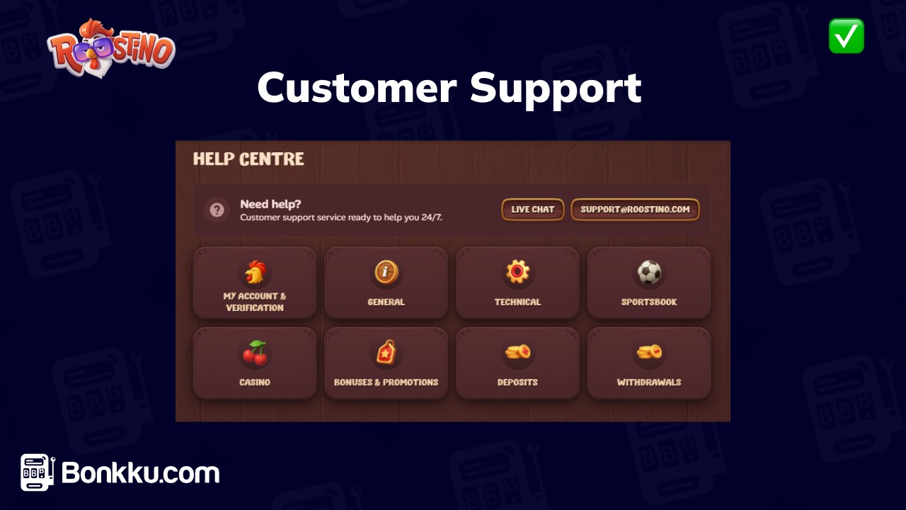 roostino casino customer support