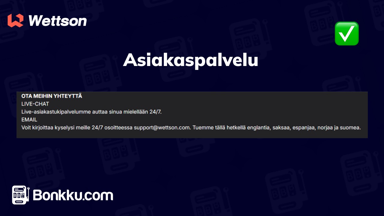 wettson casino asiakaspalvelu