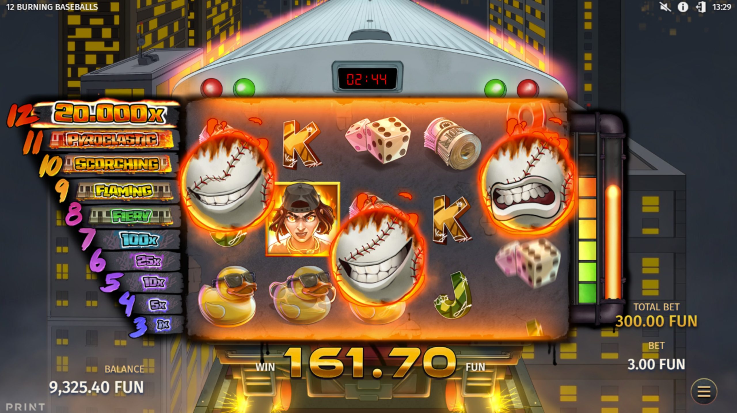12 burning baseballs bonus